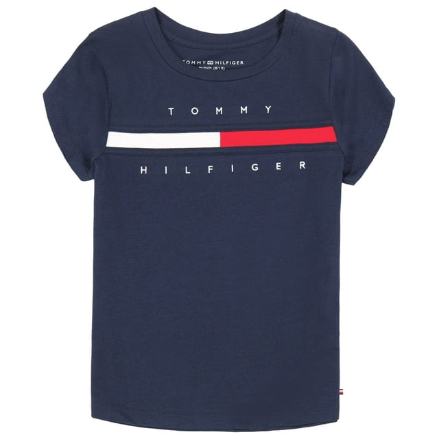 Camiseta Tommy Hilfiger para niñas, azul marino, algodón, 8-10 años