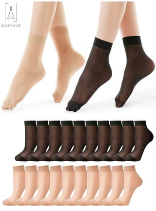 12 Pairs Sheer Ankle Socks Thin Nylon Transparent Ankle High Hosiery Socks  Short Dress Stockings for Women and Girls 