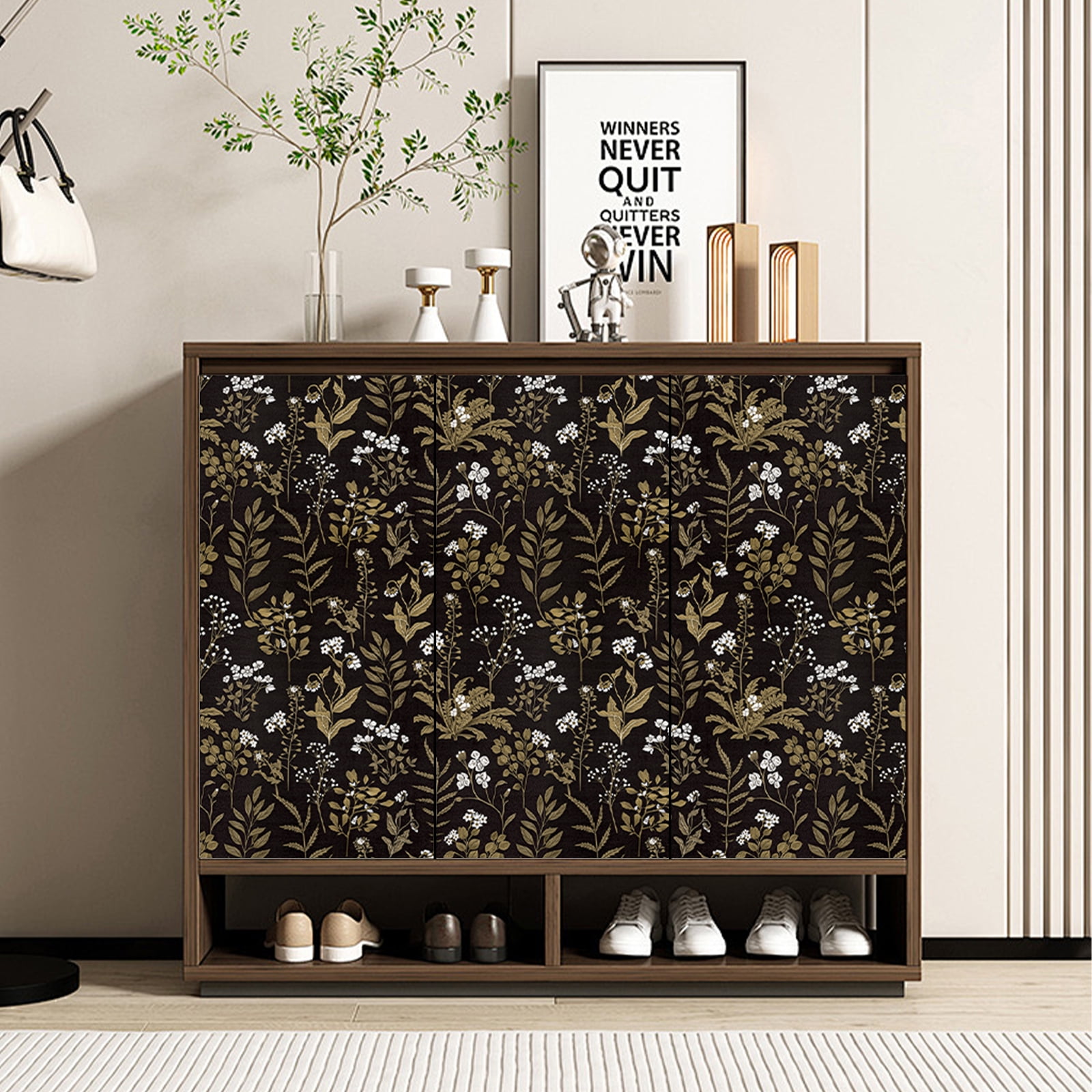 Abyssaly Peel and Stick Wallpaper Leaves Wallpaper 17.7" x 118" Self-adhesive Removable Contact Wall Paper Waterproof for Home Decor Bedroom Living Room Kitchen Countertop Closets