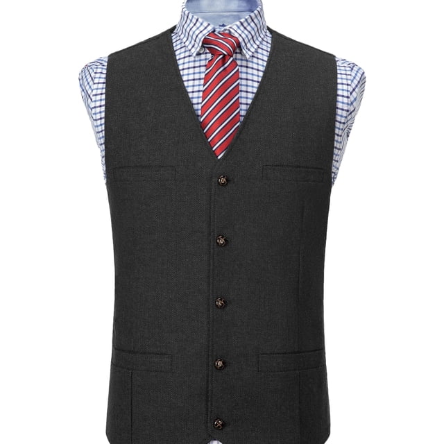PENGX Stylish Men‘s Solid Color Formal Suit Vest - Vests for Party Wedding Prom and Special Occasions - Adjustable Waistcoat with Classic Design and Comfortable Fit