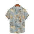 thumbnail image 1 of Wancir Chemises pour Hommes en Solde Mode Décontractée Imprimé Feuille Manches Courtes Chemise à Col Rabattu, 1 of 5