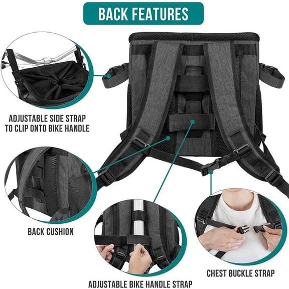 Dog Bike Basket, Soft-Sided Ventilated Dog Bike Carrier Backpack, Pet Bicycle Basket for Bike Handlebar, Small Medium Puppy Cat Kitten Car Booster Seat with ty Strap