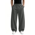 thumbnail image 6 of Men's Baggy Sweatpants Fleece Wide Leg Lounge Pants Drawstring Waist Loose Fit Cotton Jogging Sweat Pants with Pockets 3XL, 6 of 7