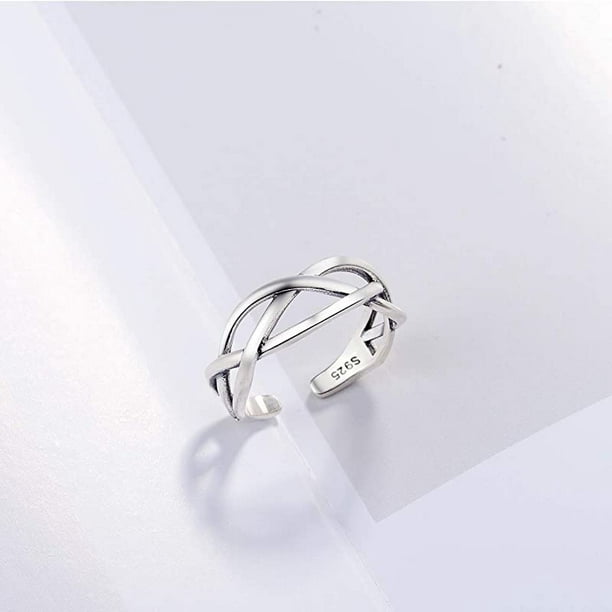Solid 925 Sterling Silver Ring For Women, Adjustable Vintage Silver Thumb  Ring, Unisex Resizable Cel