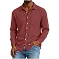 thumbnail image 5 of Busydd Mens Button Down Shirt with Front Pocket Solid Color Long Sleeve Shirts for Men Dressy Casual Turndown Collar Shirts L, 5 of 9