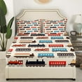 thumbnail image 2 of Erosebridal Colorful Train Fitted Sheet Set Queen, Cartoon Car Fitted Sheet Queen, Vehicle Decoration 3pcs, 2 of 6