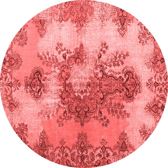 Ahgly Company Indoor Round Medallion Red Traditional Area Rugs, 6' Round