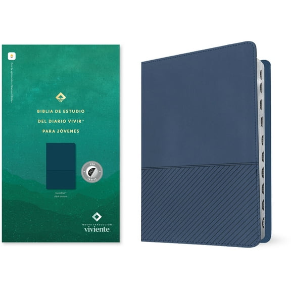 Biblia de Estudio del Diario Vivir Para Jóvenes Ntv Con Filament (Sentipiel, Azul Oscuro, Ãndice, Letra Roja), (Hardcover)