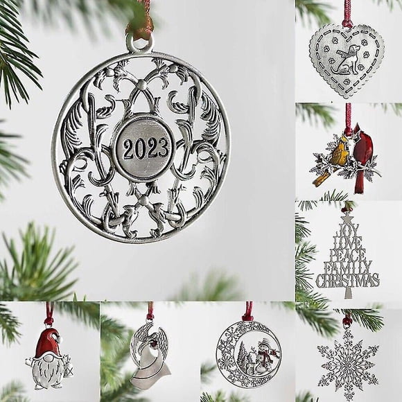 Colgante para árbol de Navidad, adornos navideños de metal de peltre macizo, decoraciones