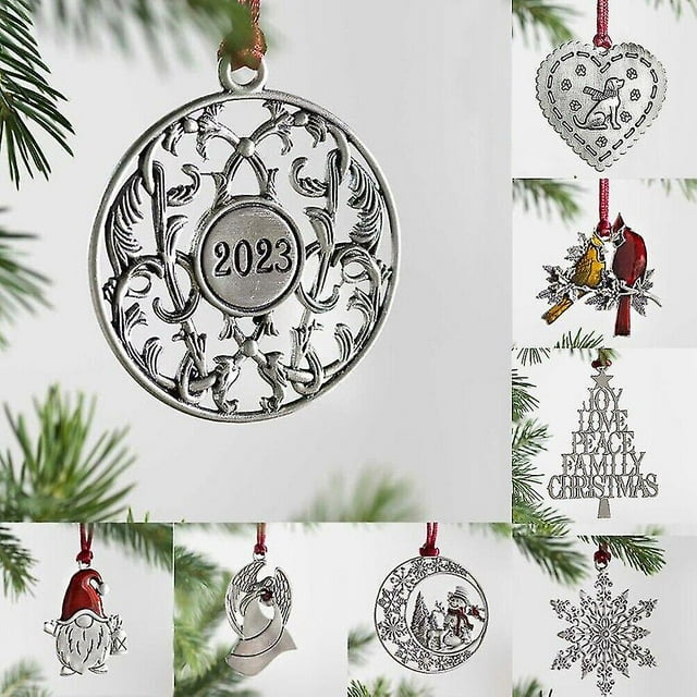 Colgante para árbol de Navidad, adornos navideños de metal de peltre macizo, decoraciones