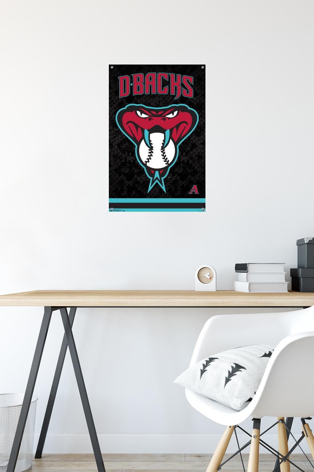 MLB Arizona Diamondbacks - Snake Head Logo Wall Poster with Wooden
