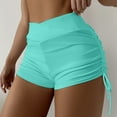 thumbnail image 2 of Mohiass Women High Waisted Swim Shorts V Cut Bikini Swimsuit Bottoms Drawstring Ruched Bathing Suit Board Shorts Turquoise XL, 2 of 4
