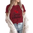thumbnail image 4 of DWRGQD Valentines Women's T-Shirts Women's Valentine's Day SanValentine Print Round Neck Short-Sleeved T-Shirt Top Valentine's Day Clothing 2025 Romantic Trend Casual Wear S, 4 of 6