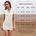 thumbnail image 3 of OQQ Women's 2 Piece Dresses Sexy Ribbed Zip Front Short Sleeve Stretch Tops Mini Dress, 3 of 7