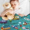 thumbnail image 5 of Kainsy Vehicles Blanket for Boys Kids, Cartoon Car Learning Throw Blanket for Boys, Cute Bus Fire Truck Kids Blanket Soft Warm Throw Blanket Transportation Gifts for Car Fans(40"x50"), 5 of 8