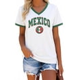 thumbnail image 2 of Women's Mexico Soccer Fan T-Shirt, Patriotic Green Red Heart Flag Graphic V-Neck Ringer Tee, 2026 Game Day Soccer Tournament Supporter Top, 2 of 14