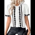 thumbnail image 3 of Blusas de Trabajo para Mujer, con Botones, Larga, Cuello en V, Encaje, Informal, con Botones, Camisas de Moda de Otoño, Blancas, S, 3 of 10