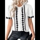 thumbnail image 3 of Blusas de Trabajo para Mujer, con Botones, Larga, Cuello en V, Encaje, Informal, con Botones, Camisas de Moda de Otoño, Blancas, S, 3 of 10