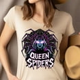 thumbnail image 2 of Queen of Spiders Shirt, Dark Fantasy Spider Queen Halloween Tee, Light Pink, Size L, 2 of 6