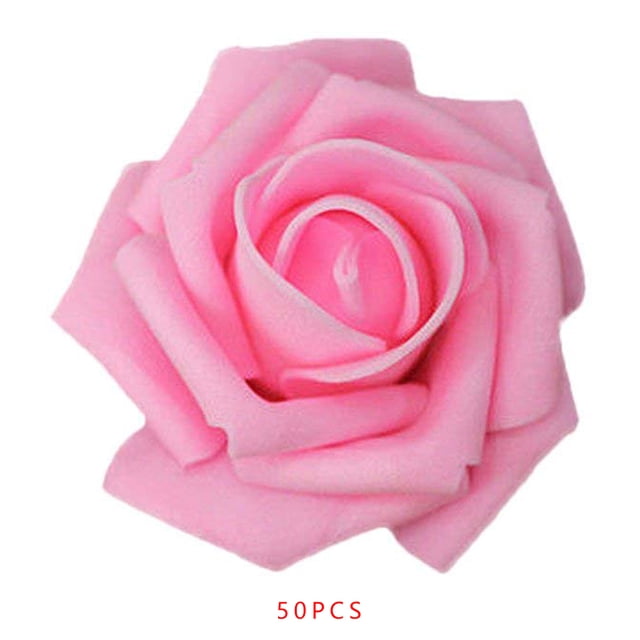 50pcs Artificial Bionic Flowers PE Foam Fake Lifelike Roses Wedding Egagement Decorations