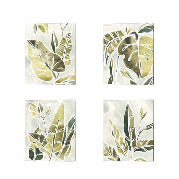 Metaverse June Erica Vess 'Batik Leaves' Canvas Art (Set of 4)
