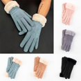 thumbnail image 2 of Gants de Sport d'Extérieur Chauds pour Femmes en Suède Épais Doublés de Molleton à Écran Tactile, 2 of 10