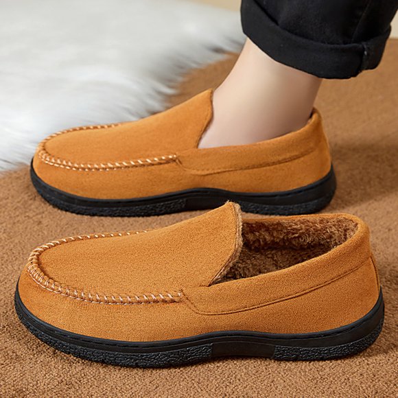 Wdhugt Men'S Casual Fleece-Lined Large Size Winter Shoes Soft Sole Snow Boots Thick Warm Non-Slip Low Heel Footwear Size 6.5 Us 25Cm / 9.84 Inches In Nylon Spandex Brown Color