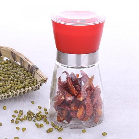 

Manual Kitchen Tool Pepper Grinder Coffee Bean Sesame Grinder Ceramic Core Storage Grinding Glass Bottle Trumpet+Red Lid