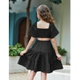thumbnail image 5 of Arshiner Girls Dresses Square Neck Cut Out Shirred Ruffle Hem Funeral Semi Formal, 5 of 7