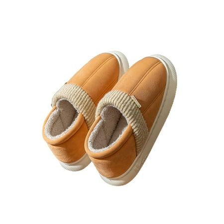 

Frontwalk Ladies Warm Shoes Memory Foam Cotton Slipper Slip On Slippers Cold Weather Lightweight House Shoe Women Plush Lined Moccasins Light Orange Women 7-8/Men 7-7.5