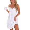 thumbnail image 4 of INSPIRE CHIC Lencería de Mujeres Camisón Sin Mangas con Volantes Suave V Cuello Chemise Ropa de Casa XL Blanco, 4 of 6