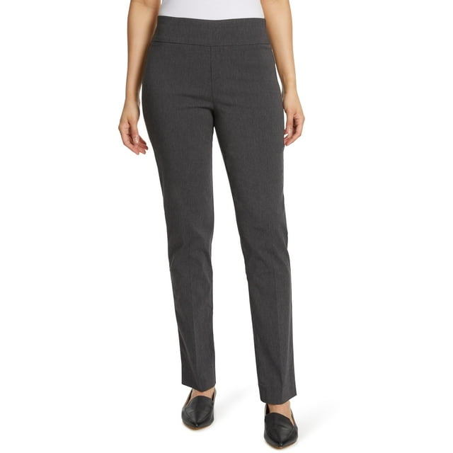 Pantalones Gloria Vanderbilt Tiro Medio Slim Recto Gris Jaspeado