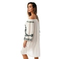thumbnail image 2 of Riviera Sun Off Shoulder Solid Short Dress 21822-BW (Large, White / Charcoal), 2 of 3