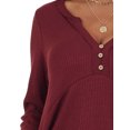 thumbnail image 5 of Women V Neck Buttons Stitched Long Sleeve Irregular Hem Knit Blouse, 5 of 5