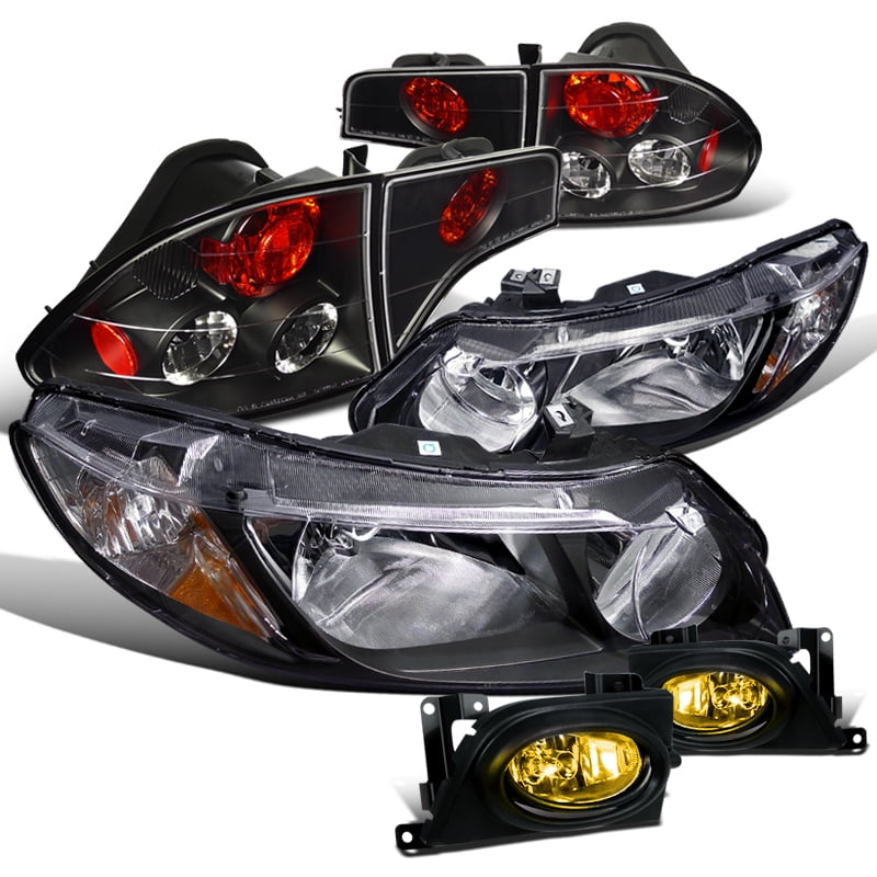 Spec-D Tuning For 2006-2008 Honda Civic 4Dr Crystal Headlights + Bumper