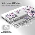 thumbnail image 3 of Funda KIOMY para Samsung Galaxy S23, 6.1 pulgadas, flores moradas con purpurina, 3 of 6
