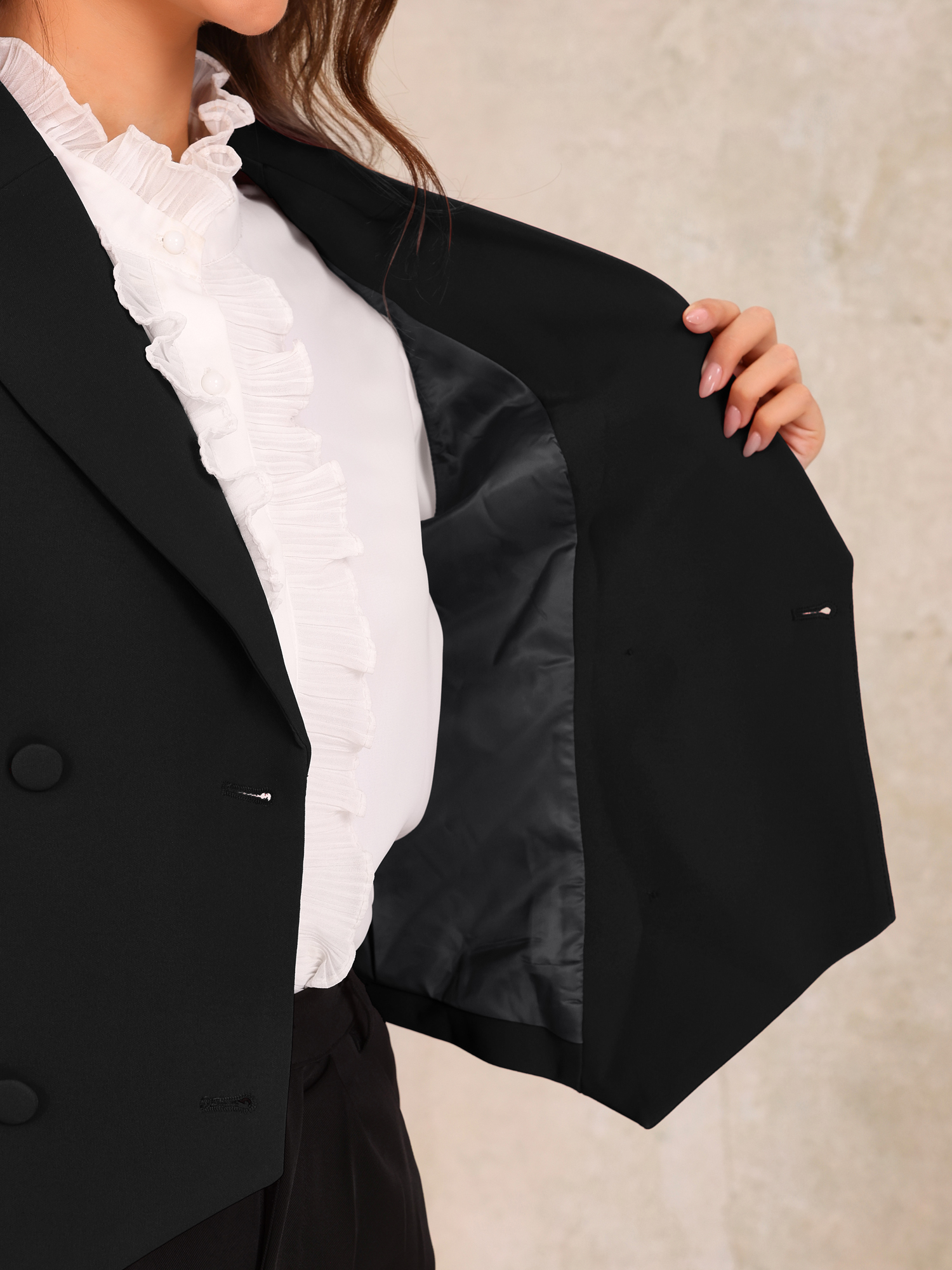 DARING DIVA Women's Notched Lapel Waistcoat Vest Double Breasted XS Black