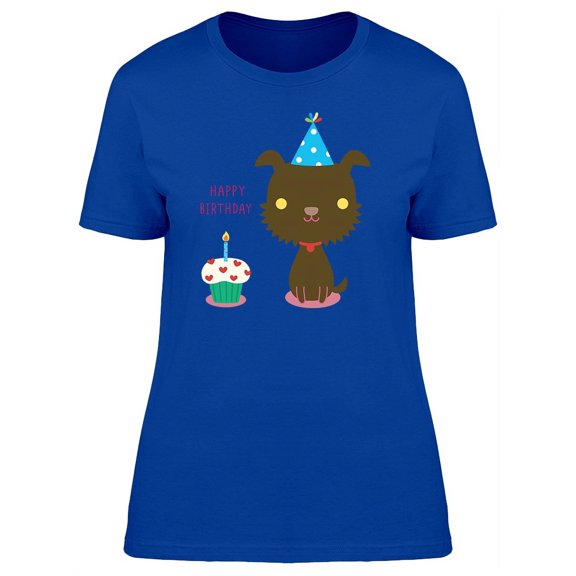Happy Birthday Cute Dog Party T-Shirt Women -Image by Shutterstock, Female XX-Large