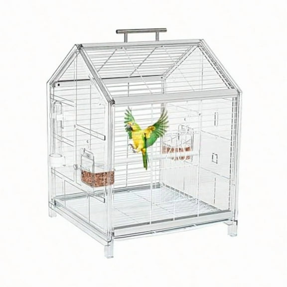 20.5 inch Small Bird Cage Parrot Cage Portable Bird Carrier Travel Carrier Cage for Home Outing Pet Clinic Temporary Placement for Small Medium Birds White