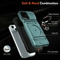 thumbnail image 6 of Designed for iPhone 11 Card Holder Case with 360°Rotatable Ring Holder Kickstand,2-Layer Heavy Duty Shockproof Rugged Hybrid Hard PC Soft Rubber Case For iPhone 11, Green, 6 of 7