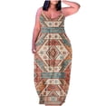 thumbnail image 2 of SMihono Robe Maxi Bohème d'Été pour Femmes Grande Taille Mode Féminine Col Rond Sans Manches Robe Imprimée de Plage, 2 of 6