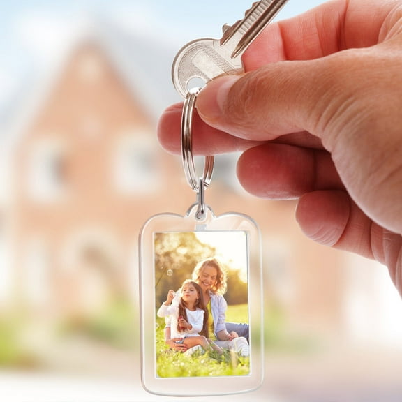 Raindrops 10Pcs Photo Frame Keychain Picture Keychain Insert Photos Acrylic Silver 1.97X1.30X0.20in