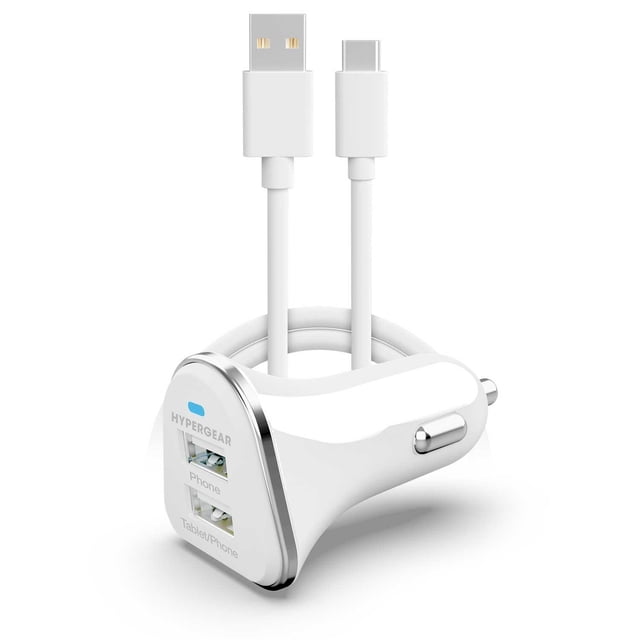 Cargador de Auto Plug in HYPERGEAR con cable USB-C Universal para telefonos y tablets