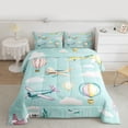 thumbnail image 2 of Homewish Vintage Airplane Boys Full Size Comforter Sets, Kawaii Cartoon Aircraft Bedding Comforter Set, Hot Air Balloon Print Reversible Bedding Sets, Breathable Home Decor, 3-Piece, 2 of 8