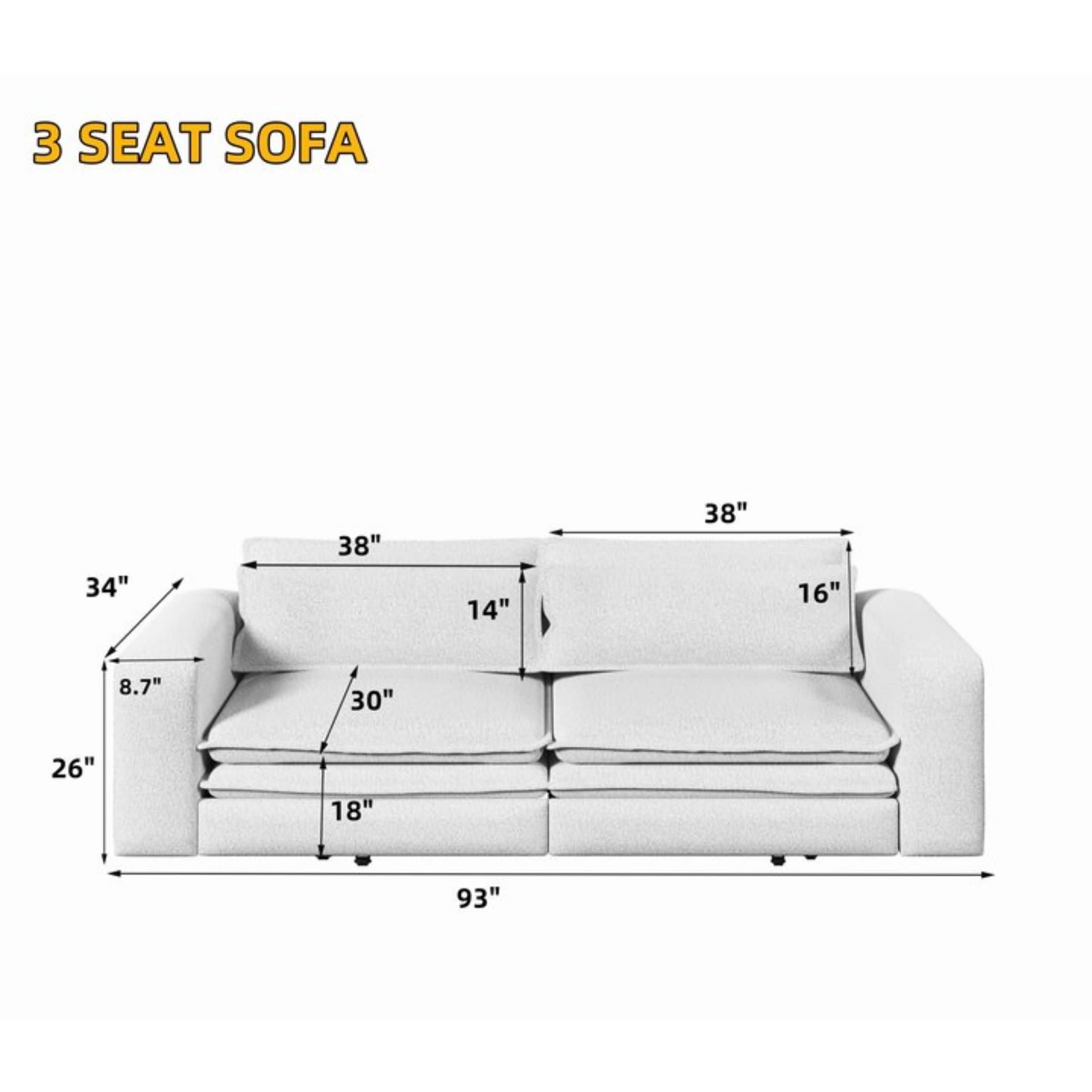 Noble House Rachel Convertible Sleeper Sofa Bed, Sherpa Fleece 3-Seat Pull Out Couch with Lumbar Pillows, Beige White