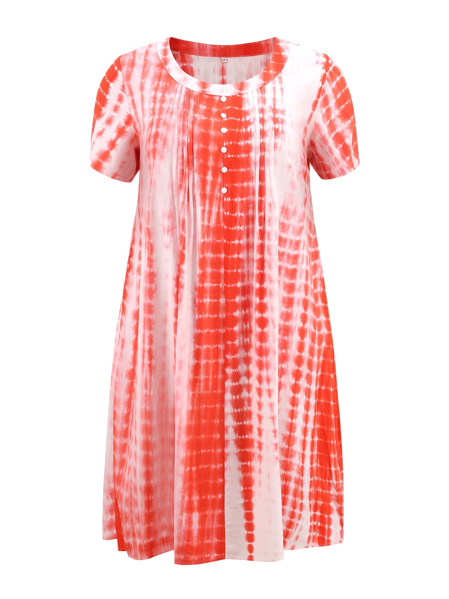 DARING DIVA Plus Size Tie Dye Summer Short Sleeves Dress 1X Orange