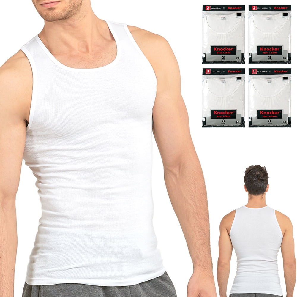 AllTopBargains - 12 Lot Men Slim Muscle Tank Top T-Shirt Ribbed ...