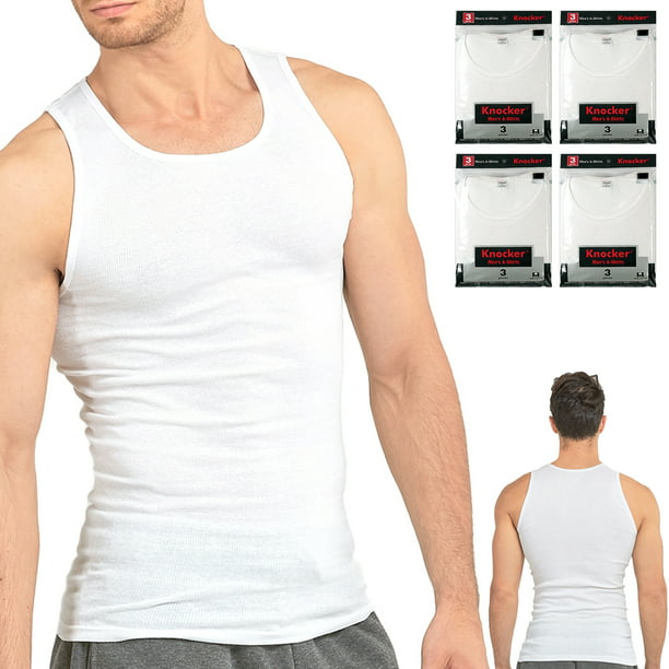AllTopBargains - 12 Lot Men Slim Muscle Tank Top T-Shirt Ribbed ...