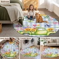 thumbnail image 5 of Spring Floral Truck Round Area Rug 6Ft Washable Circle Rugs for Bathroom Office, Watercolor Flowers Butterflies Blue Plaid Non-Slip Carpet Floor Mats Indoor Outdoor Carpet Runner Aesthetic Home Decor, 5 of 8
