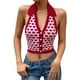 thumbnail image 2 of Camisetas sin mangas acanaladas para mujer, camiseta recortada con cuello Halter, camiseta sin mangas con estampado gráfico estético Y2K Sexy, ropa de verano Ormromra WRLF-63-2, 2 of 6